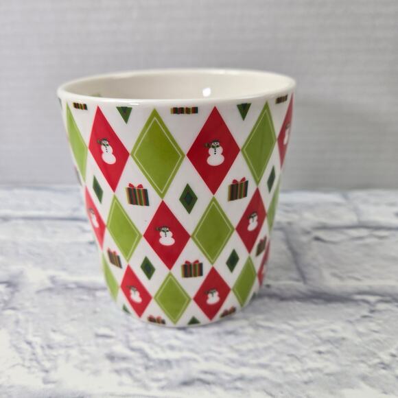 NWT Starbucks Barista 2003 Holiday 40s Wrapping Paper Coffee Mug Red Green 18 oz - Picture 4 of 11